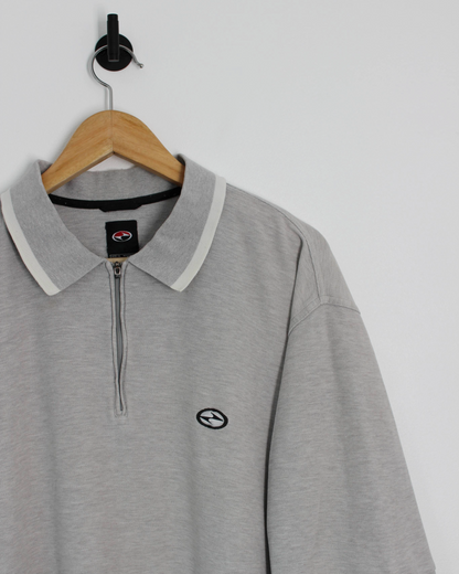 90s Nike Tiger Woods Yin Yang Grey Zipped Polo-Shirt (XL/XXL)