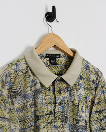 90s Nike Abstract Palm Leaf Polo-Shirt (L)