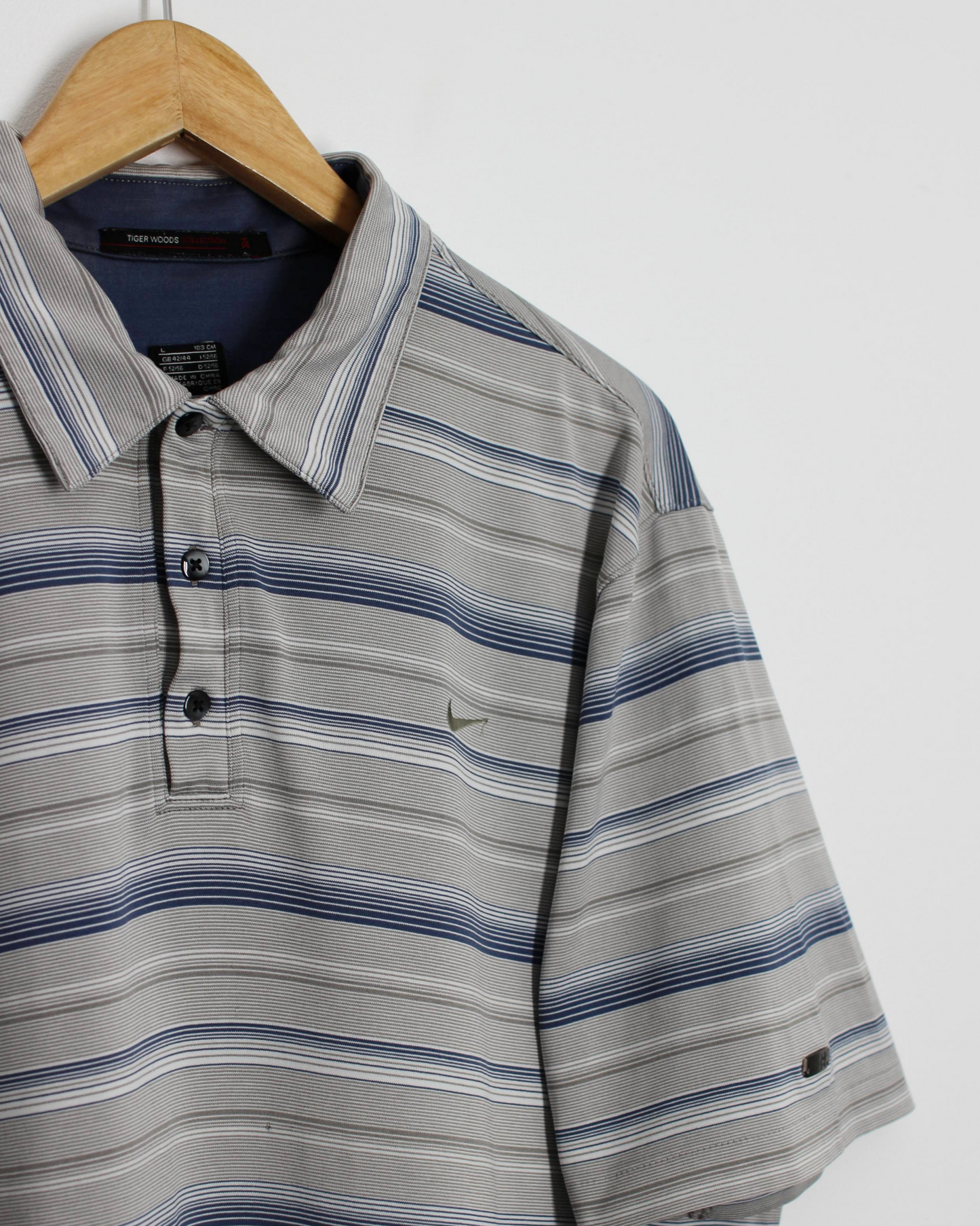 00s Nike Tiger Woods Grey/Blue Polo-Shirt (L)