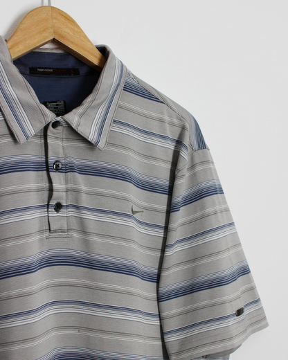 00s Nike Tiger Woods Grey/Blue Polo-Shirt (L)