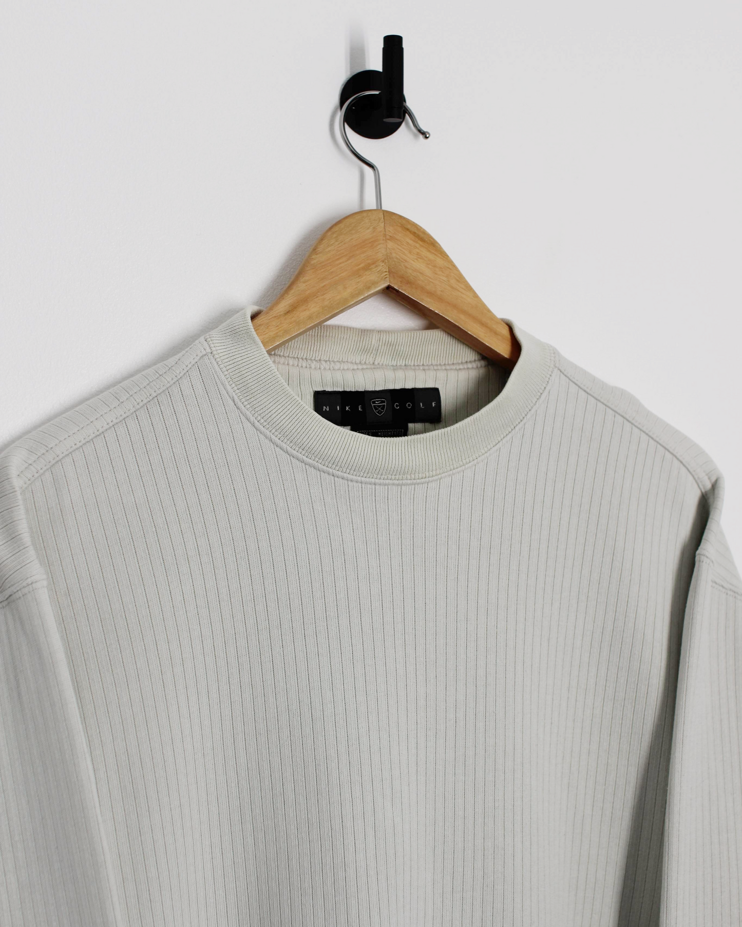 00s Nike Cream Rib Knit Crewneck Sweatshirt (S)