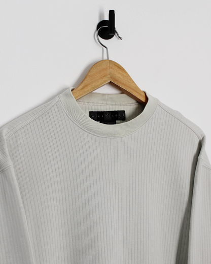 00s Nike Cream Rib Knit Crewneck Sweatshirt (S)