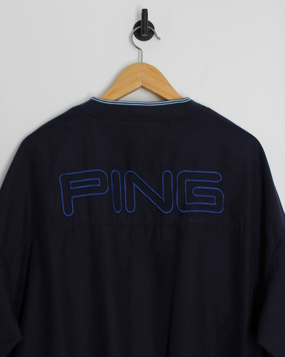 00s Ping Navy/Blue V-Neck Windbreaker (XL)