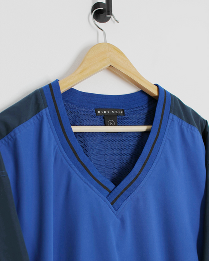 90s Nike Blue/Black V-Neck Windbreaker (L)