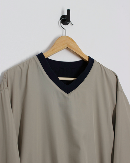 00s Nike Navy/Cream Reversible V-Neck Jumper/Windbreaker (XXL)