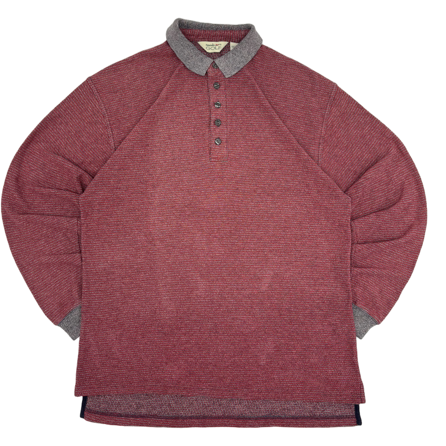 Reebok Red/Grey Long Sleeve Polo-Shirt (M)