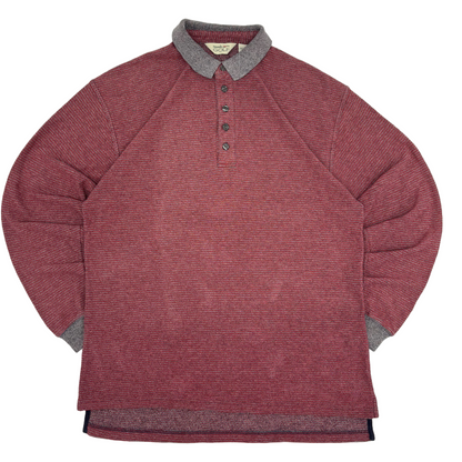 Reebok Red/Grey Long Sleeve Polo-Shirt (M)