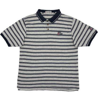 TaylorMade Light Grey/Navy Striped Polo-Shirt (L)