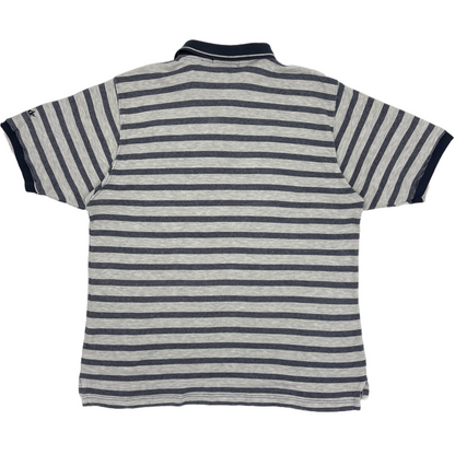 TaylorMade Light Grey/Navy Striped Polo-Shirt (L)