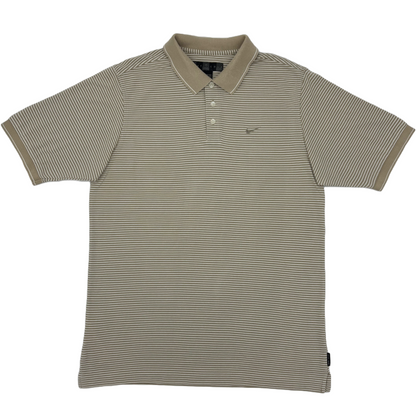 Nike Beige/White Striped Polo-Shirt (M)